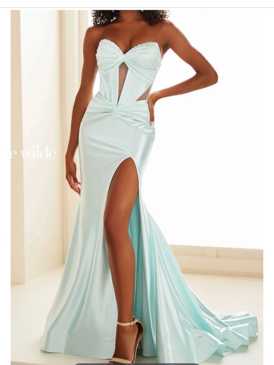ellie wilde Dresses & Skirts - Light Blue Prom Dress with Front Slit